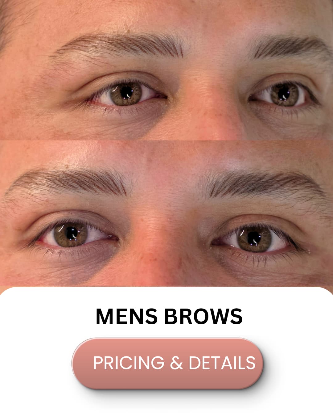 Natural men's nano brows with realistic hair strokes by Black Bloom Studio in Dallas, Texas