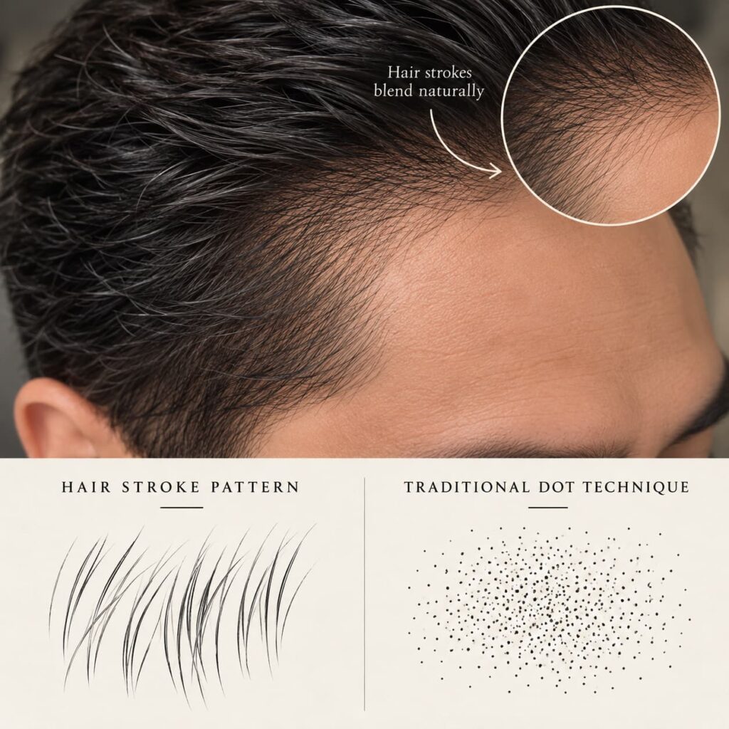 mens realistic hairstroke tattoo