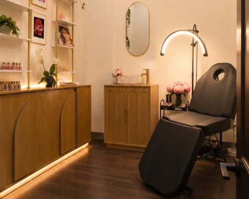 Interior of Cosmetic Tattoo studio Black Bloom, Dallas Texas.